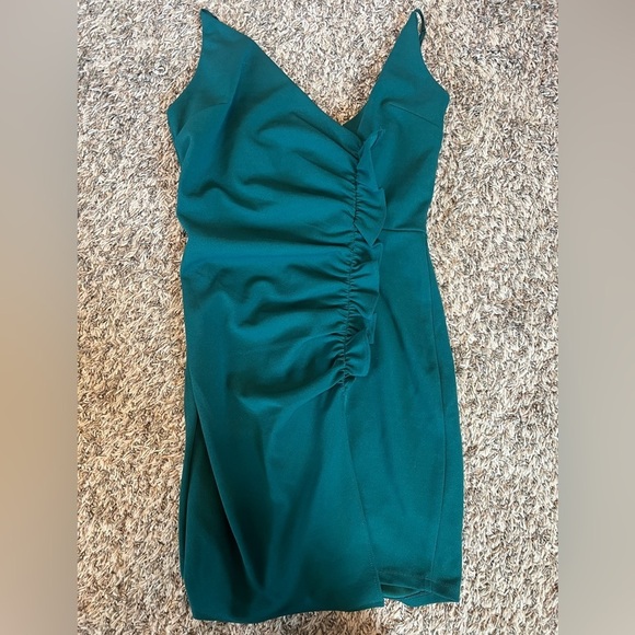 Short Green Ruffle Formal Dress - Picture 1 of 3